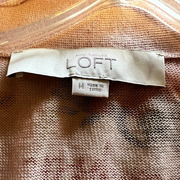 Loft Long Sheer Light Pink Open Front Cardigan - Medium - Picture 3 of 4